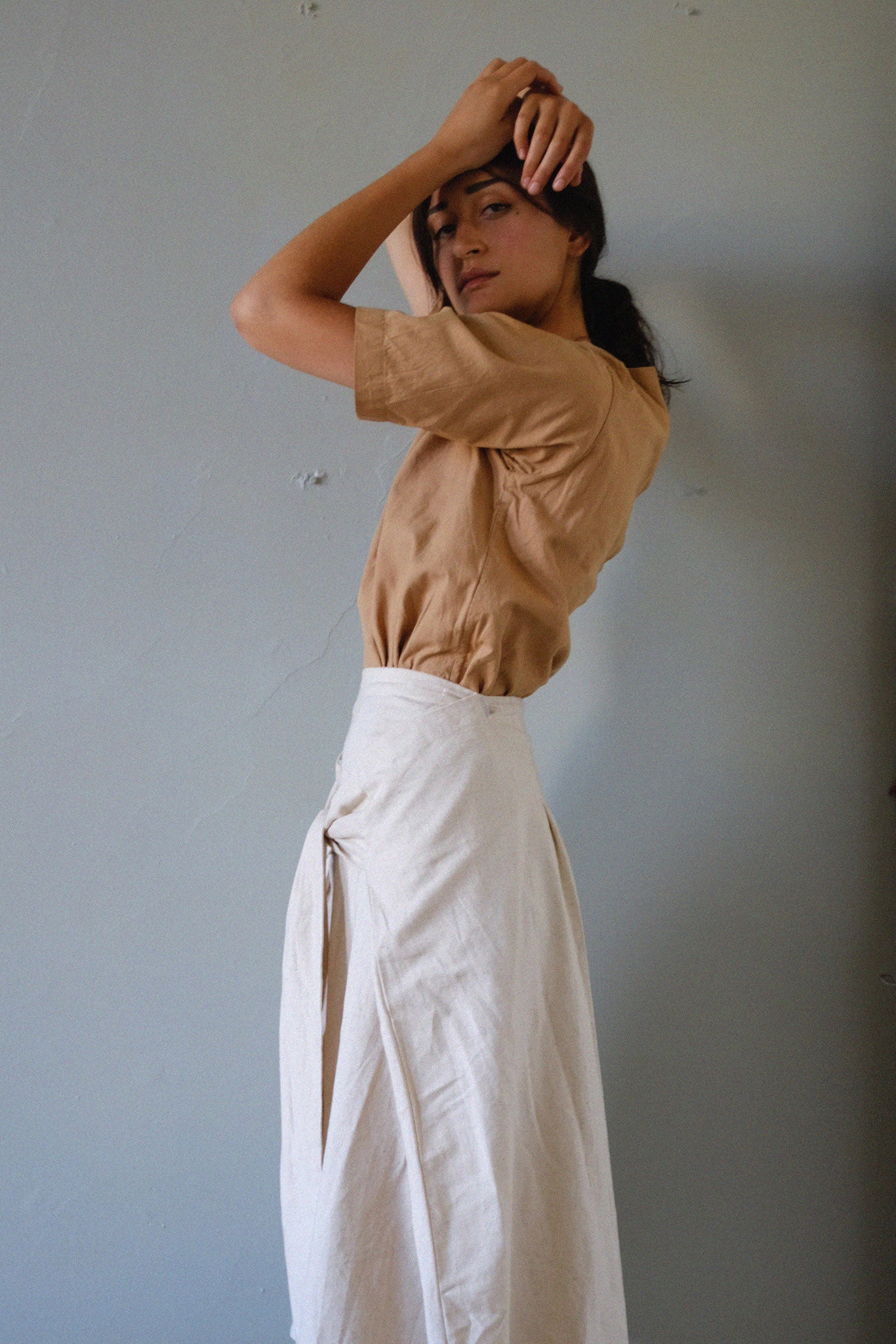 the parcel skirt in oatmeal side